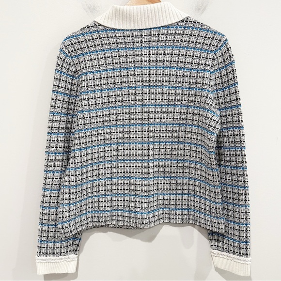 TALBOTS Mademoiselle Plaid Coatigan Sweater Tweed Pearl Buttons Size Medium - Picture 7 of 10